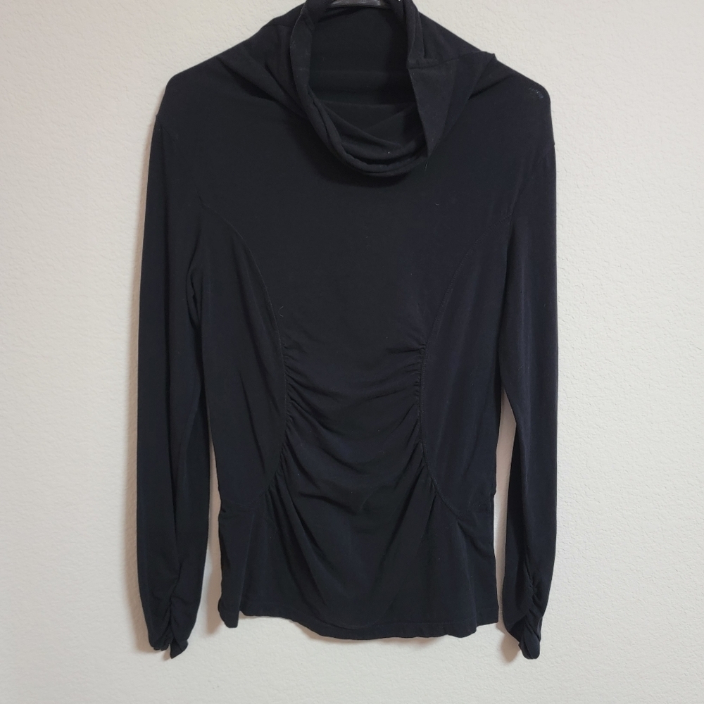 🤍 Cabi Black Long Sleeve Cowl Neck Top with Rouched sides